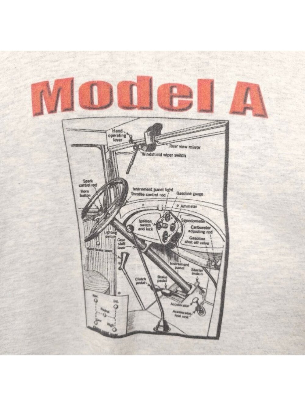 Vintage Model A Ford Sweatshirt Mens Size XL Gray Y2K Controls Diagram - Picture 3 of 6